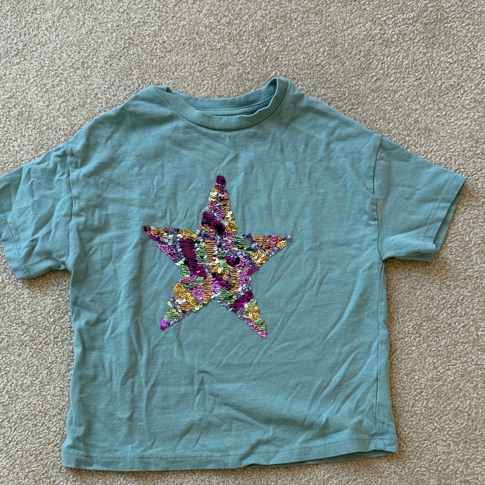 next Light Teal Tee with Multicolor Sequin Star